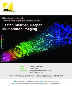 Nikon MultiPhoton Imaging Talk on Feb 4th (Tuesday) at 1pm in BioSci Rm 4223